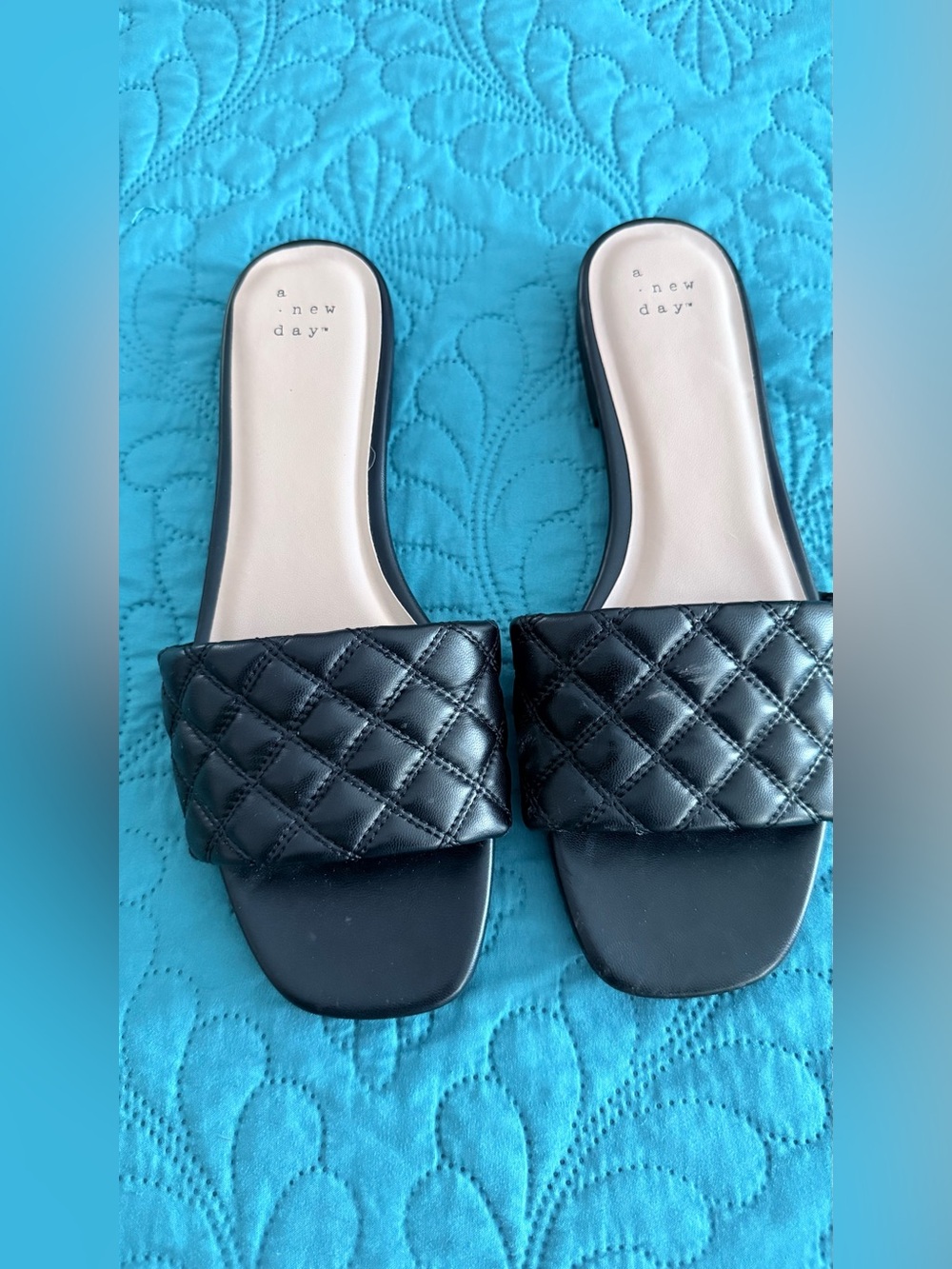 a new day Black Quilted Slide Mules